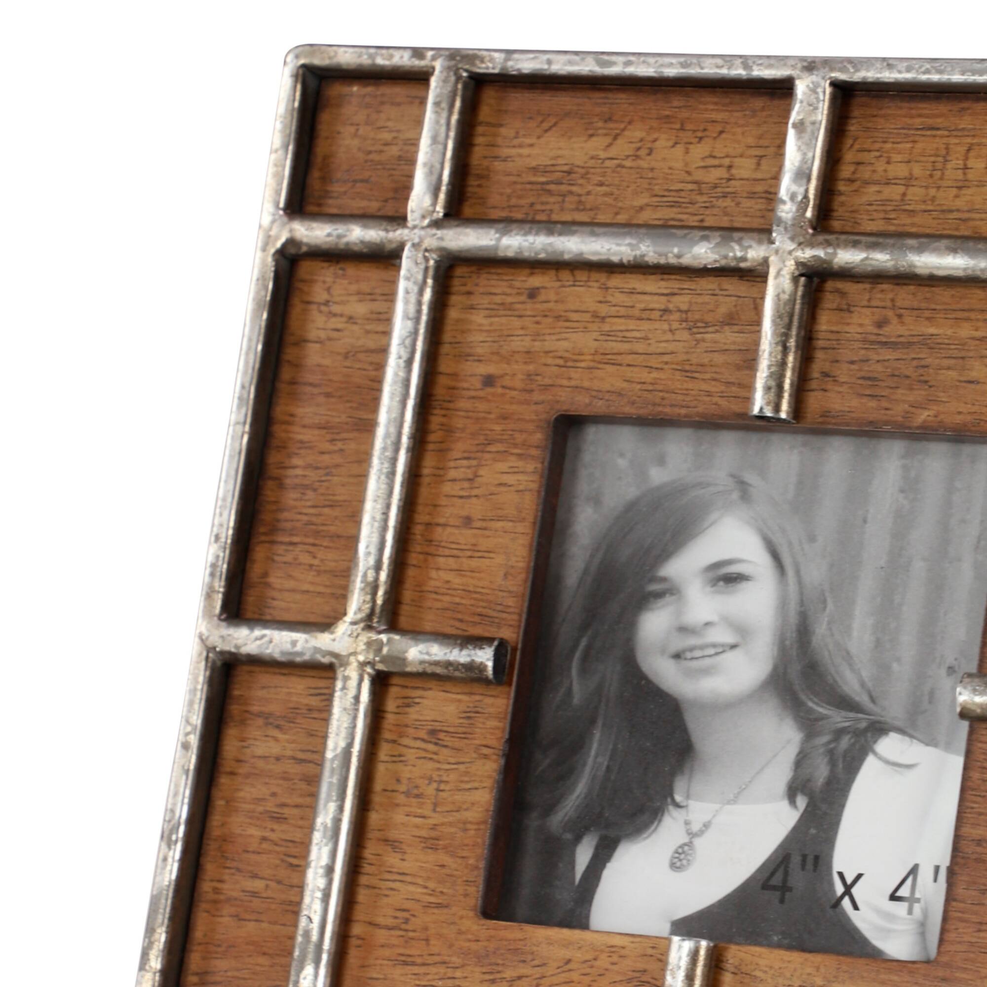 Brown Wood Grain Grid 4" x 4" Frame